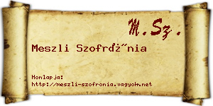 Meszli Szofrónia névjegykártya